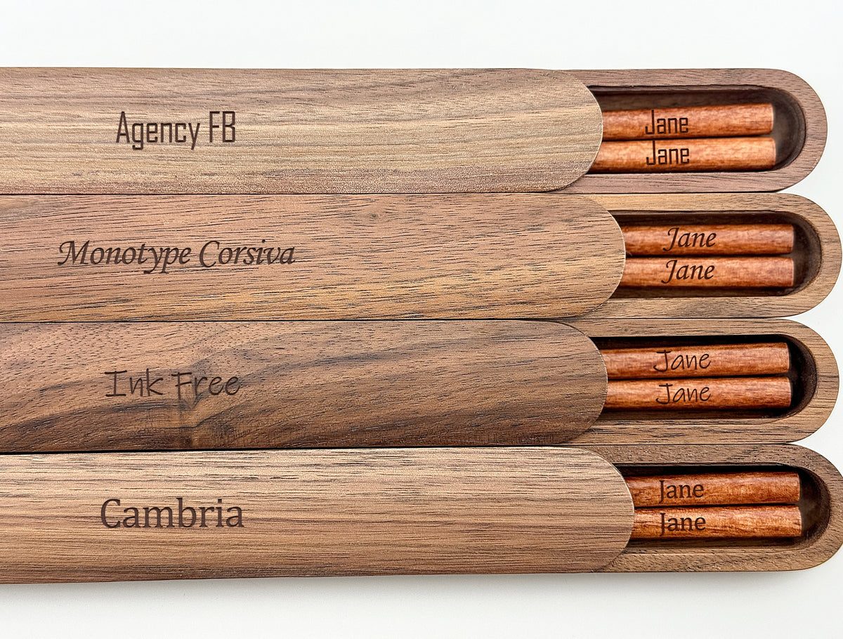 Custom Engraved Walnut Wood Chopsticks in Box