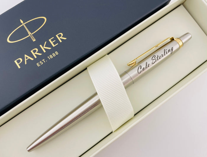 Custom Engraved Parker Jotter Pen in Black Parker Cardboard Box