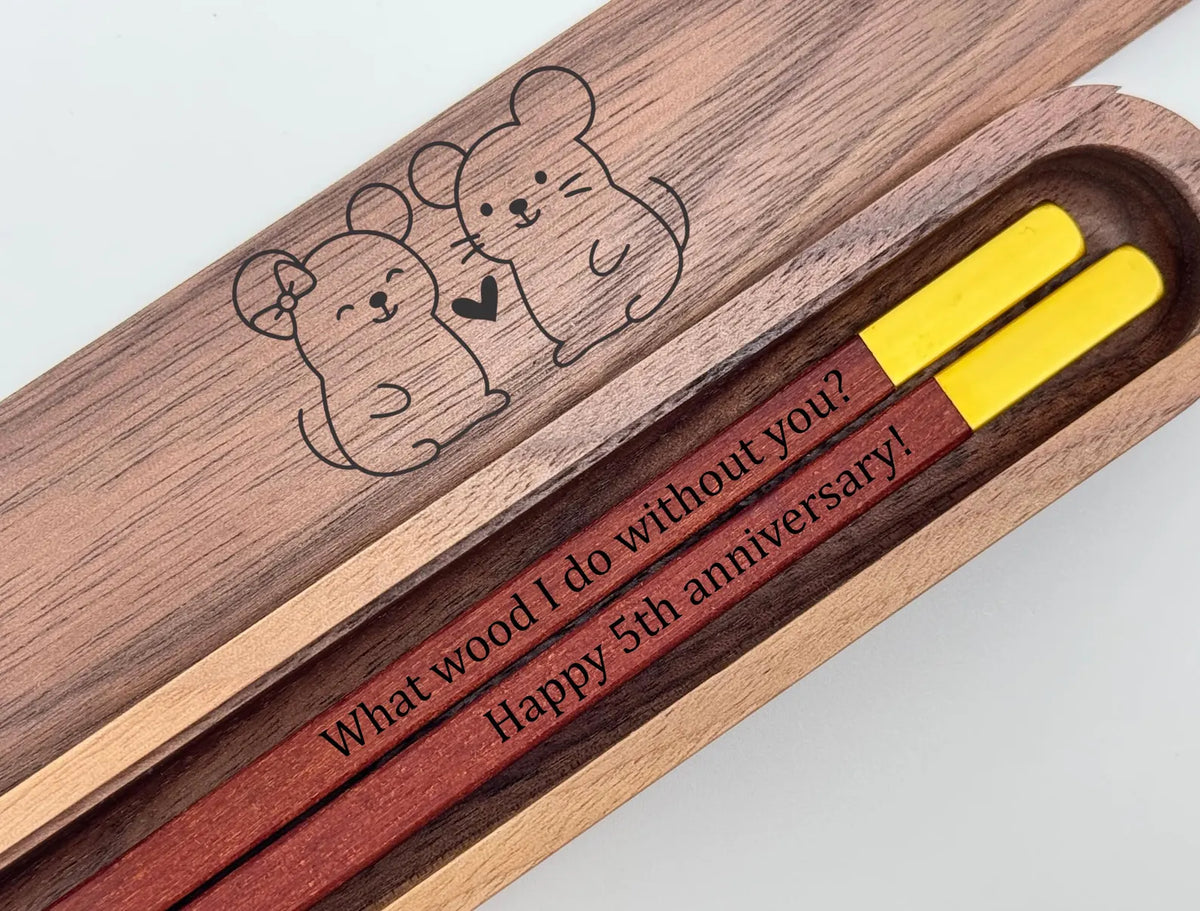 Personalized Engraved Chopsticks Gift Set with Box – Anniversary & Holiday Present